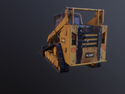 Generic Tracked Skid Steer Loader Rusted 3D Model