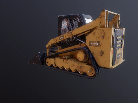 Generic Tracked Skid Steer Loader Rusted 3D Model