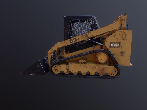 Generic Tracked Skid Steer Loader Rusted 3D Model