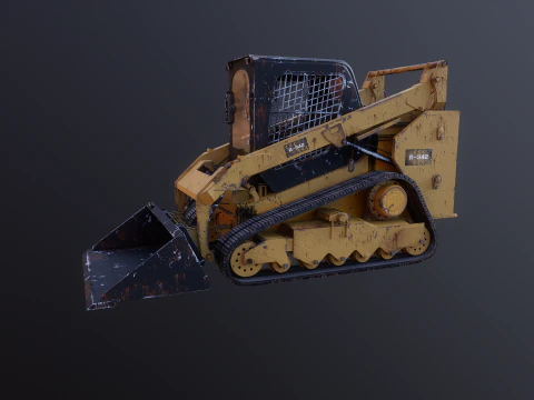 Generic Tracked Skid Steer Loader Rusted 3D Model