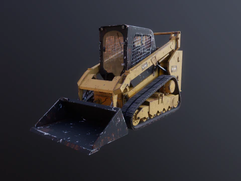 Generic Tracked Skid Steer Loader Rusted 3D Model