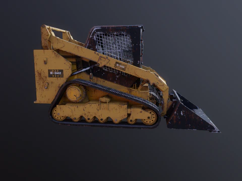 Generic Tracked Skid Steer Loader Rusted 3D Model