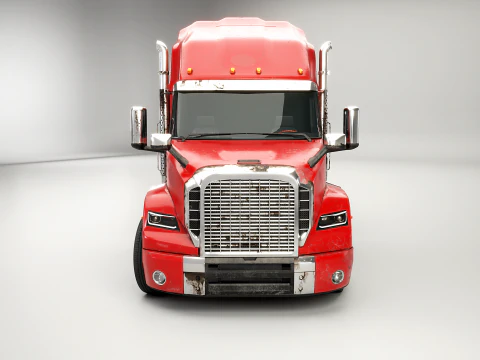 Generic Used Semi Truck with Flatbed Trailer 3D Model