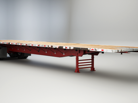 Semirimorchio usato generico con rimorchio a pianale Modello 3D