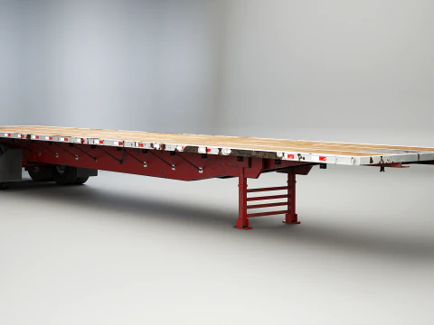 Generic Used Semi Truck with Flatbed Trailer 3D Model