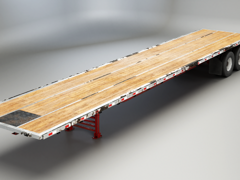 Semirimorchio usato generico con rimorchio a pianale Modello 3D