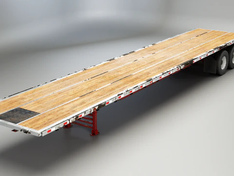 Generic Used Semi Truck with Flatbed Trailer 3D Model