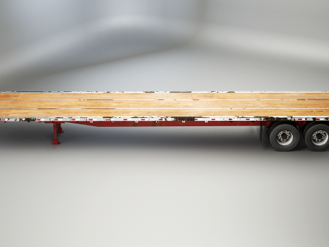 Semirimorchio usato generico con rimorchio a pianale Modello 3D