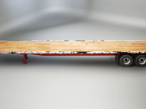 Generic Used Semi Truck with Flatbed Trailer 3D Model