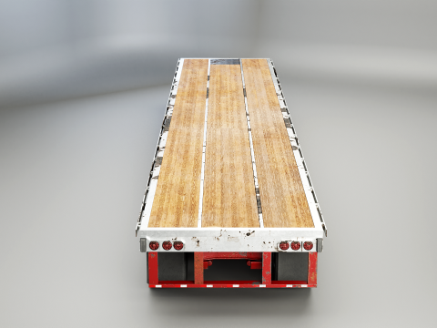 Semirimorchio usato generico con rimorchio a pianale Modello 3D