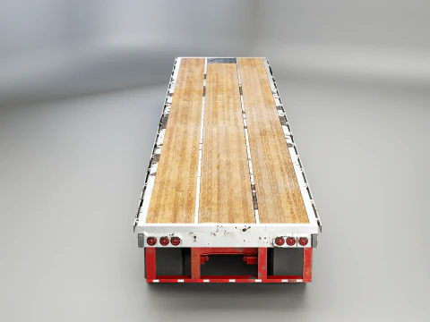 Generic Used Semi Truck with Flatbed Trailer 3D Model