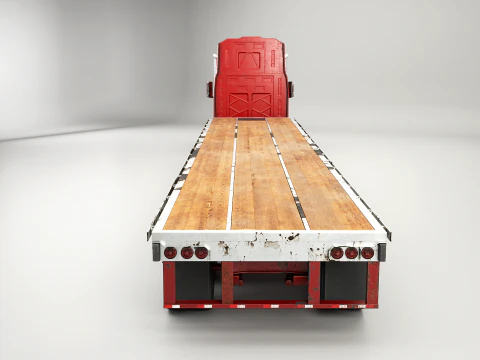 Generic Used Semi Truck with Flatbed Trailer 3D Model