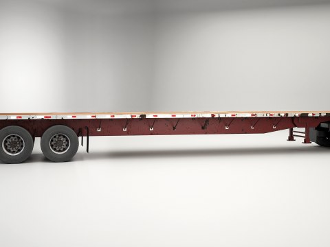 Semirimorchio usato generico con rimorchio a pianale Modello 3D