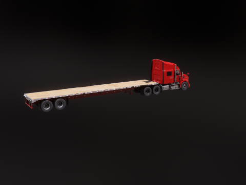 Semirimorchio usato generico con rimorchio a pianale Modello 3D