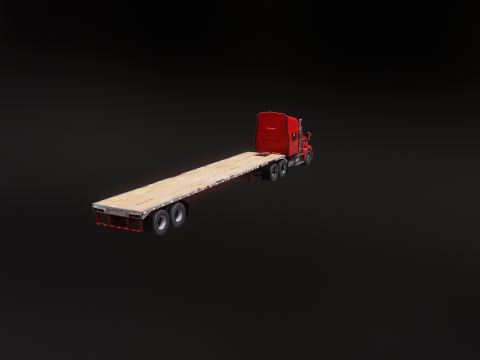 Semirimorchio usato generico con rimorchio a pianale Modello 3D