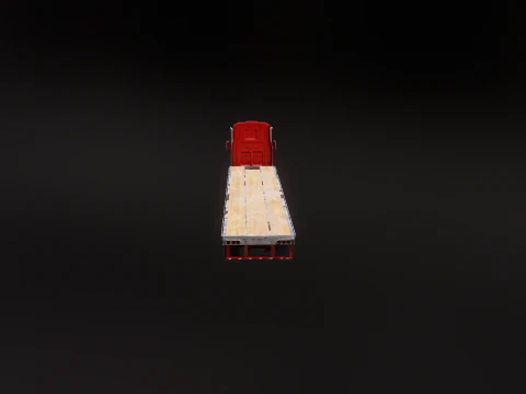 Generic Used Semi Truck with Flatbed Trailer 3D Model