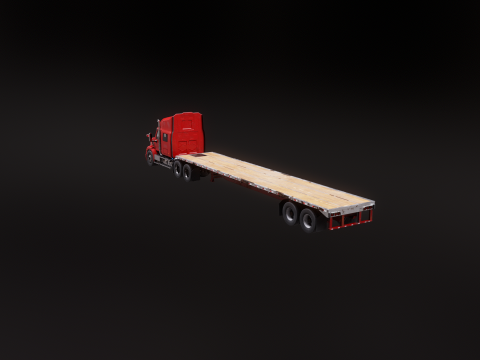 Semirimorchio usato generico con rimorchio a pianale Modello 3D