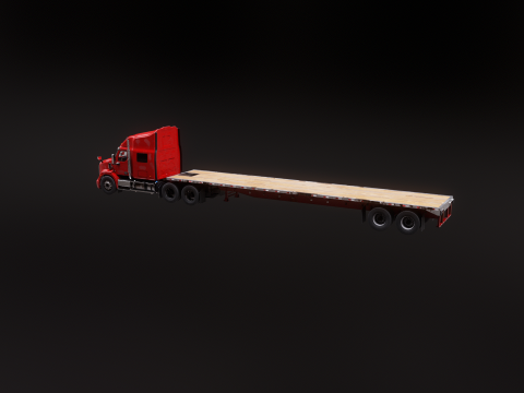 Semirimorchio usato generico con rimorchio a pianale Modello 3D