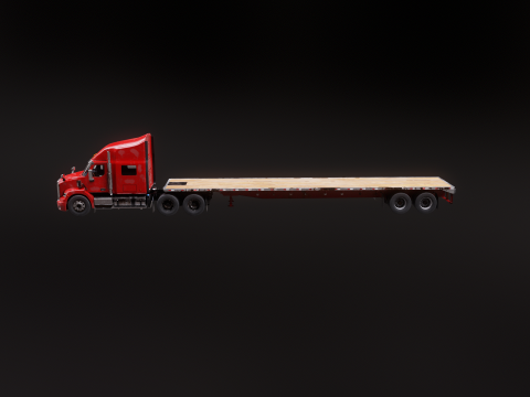Semirimorchio usato generico con rimorchio a pianale Modello 3D