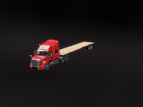 Semirimorchio usato generico con rimorchio a pianale Modello 3D