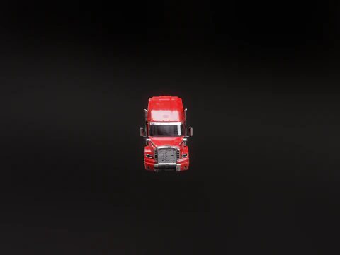 Generic Used Semi Truck with Flatbed Trailer 3D Model