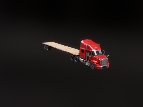 Semirimorchio usato generico con rimorchio a pianale Modello 3D