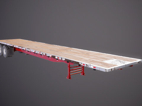 Semirimorchio usato generico con rimorchio a pianale Modello 3D