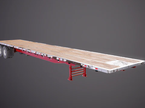Generic Used Semi Truck with Flatbed Trailer 3D Model