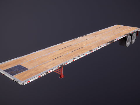 Semirimorchio usato generico con rimorchio a pianale Modello 3D