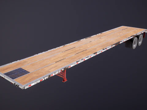 Generic Used Semi Truck with Flatbed Trailer 3D Model