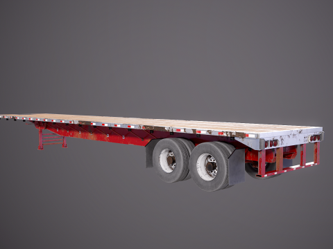 Semirimorchio usato generico con rimorchio a pianale Modello 3D