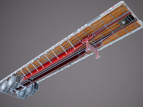 Generic Used Semi Truck with Flatbed Trailer 3D Model
