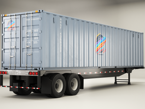 Semi-reboque de cont&ecirc;iner ISO Modelo 3D