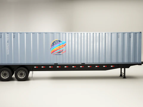 ISO Shipping Container Semi Trailer 3D Model