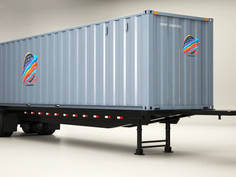 ISO Shipping Container Semi Trailer 3D Model