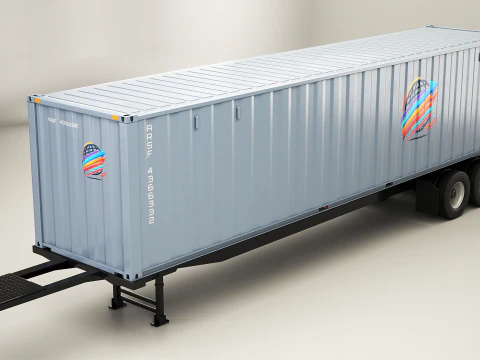 ISO Shipping Container Semi Trailer 3D Model