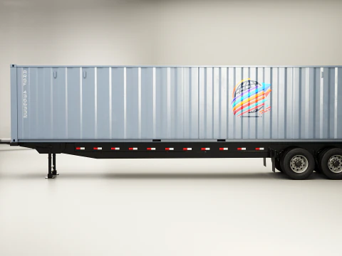 ISO Shipping Container Semi Trailer 3D Model