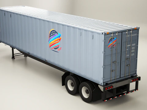 ISO Shipping Container Semi Trailer 3D Model