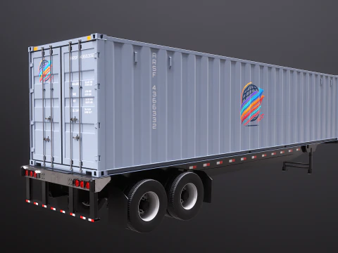 ISO Shipping Container Semi Trailer 3D Model