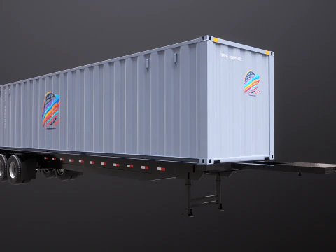 ISO Shipping Container Semi Trailer 3D Model