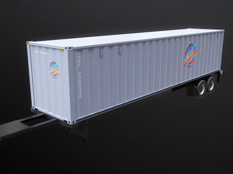 ISO Shipping Container Semi Trailer 3D Model
