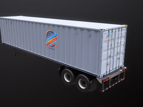 ISO Shipping Container Semi Trailer 3D Model