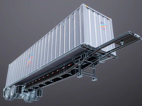 ISO Shipping Container Semi Trailer 3D Model