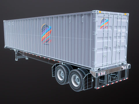 ISO Shipping Container Semi Trailer 3D Model