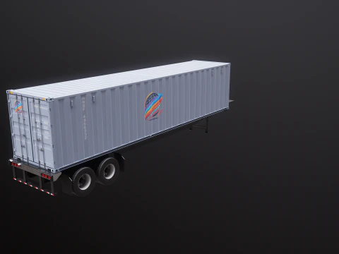 ISO Shipping Container Semi Trailer 3D Model