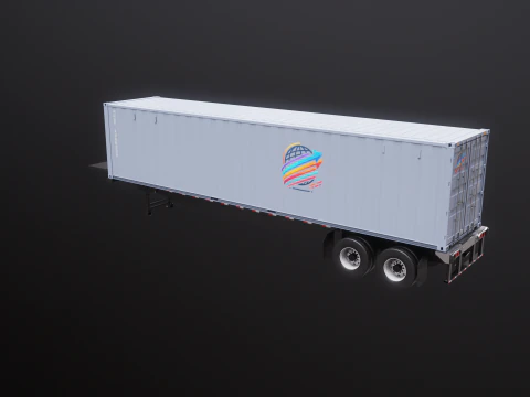 ISO Shipping Container Semi Trailer 3D Model