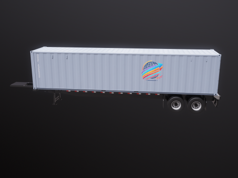 Semirimorchio per container ISO Modello 3D