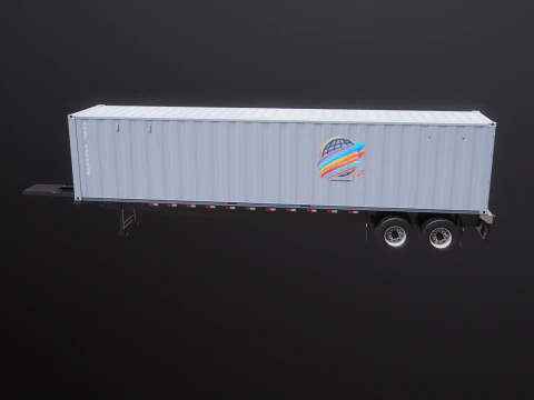 ISO Shipping Container Semi Trailer 3D Model