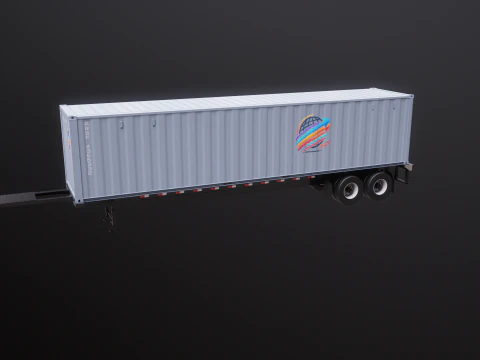ISO Shipping Container Semi Trailer 3D Model
