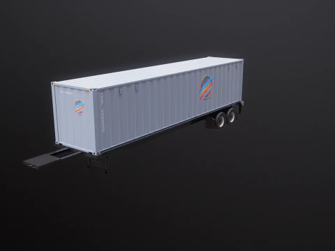 ISO Shipping Container Semi Trailer 3D Model